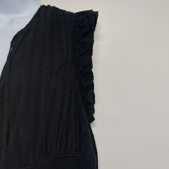 Sonoma Smocked Swiss Dot Ruffle Button Front Maxi Dress Black 1X Plus Size - Picture 7 of 9